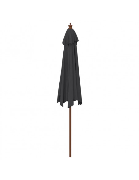 Ombrellone da Giardino con Palo in Legno Nero 299x240 cm