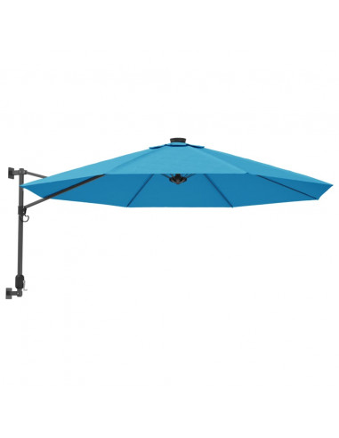 Ombrellone a Parete con LED Blu Mare 290 cm