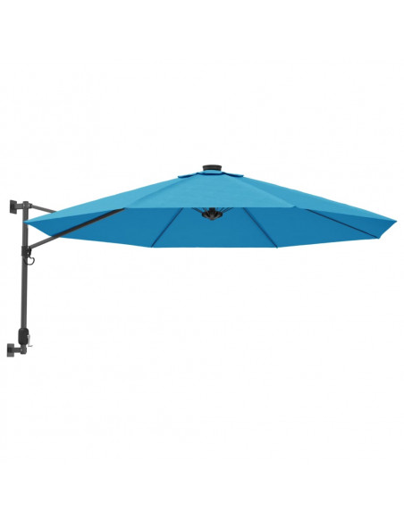 Ombrellone a Parete con LED Blu Mare 290 cm