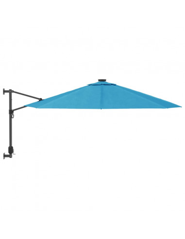 Ombrellone a Parete con LED Blu Mare 290 cm