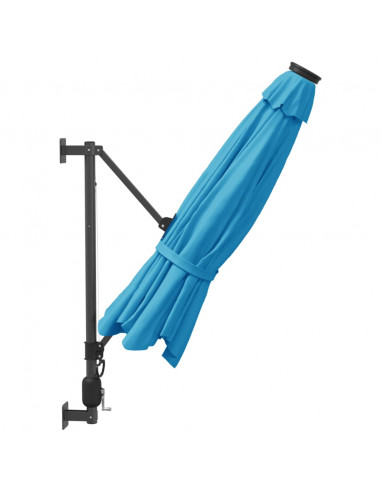 Ombrellone a Parete con LED Blu Mare 290 cm