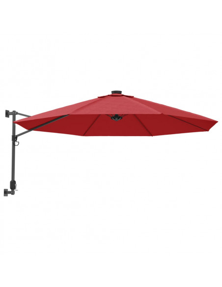 Ombrellone a Parete con LED Rosso Chiaro 290 cm