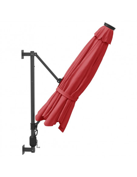 Ombrellone a Parete con LED Rosso Chiaro 290 cm