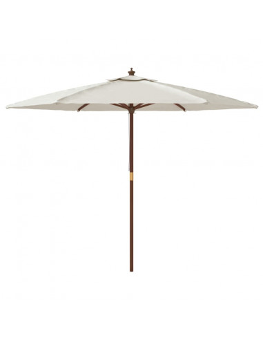 Ombrellone da Giardino con Palo in Legno Sabbia 299x240 cm