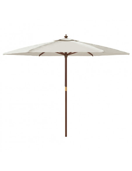 Ombrellone da Giardino con Palo in Legno Sabbia 299x240 cm