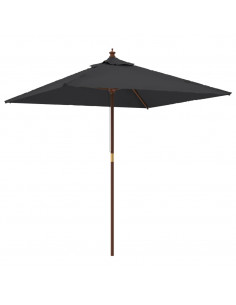 Ombrellone da Giardino con Palo in Legno Nero 198x198x231 cm 2