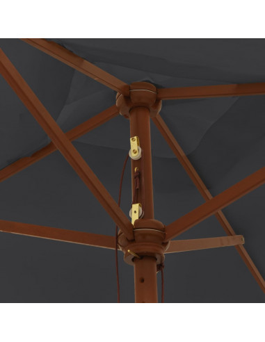 Ombrellone da Giardino con Palo in Legno Nero 198x198x231 cm