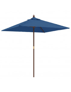 Ombrellone da Giardino con Palo in Legno Azzurro 198x198x231 cm 2