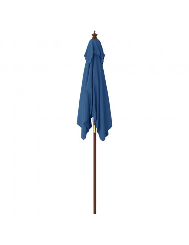 Ombrellone da Giardino con Palo in Legno Azzurro 198x198x231 cm