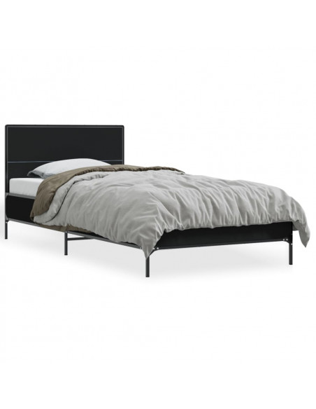 Giroletto Nero 90x190 cm in Legno Multistrato e Metallo