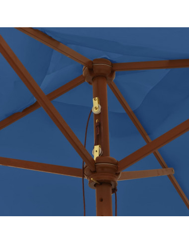 Ombrellone da Giardino con Palo in Legno Azzurro 198x198x231 cm