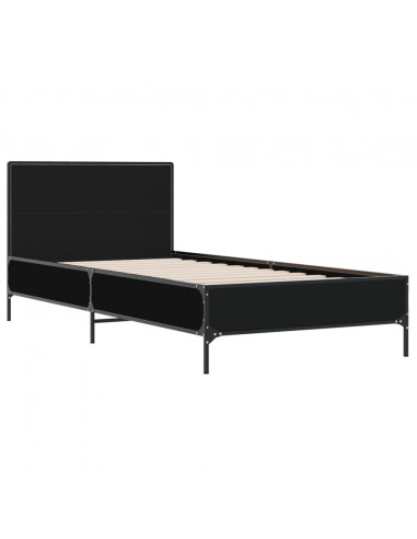 Giroletto Nero 90x190 cm in Legno Multistrato e Metallo