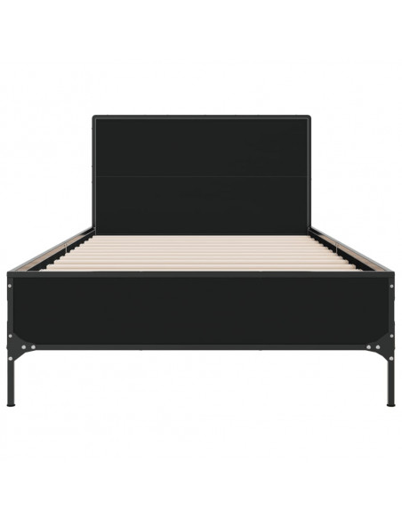 Giroletto Nero 90x190 cm in Legno Multistrato e Metallo