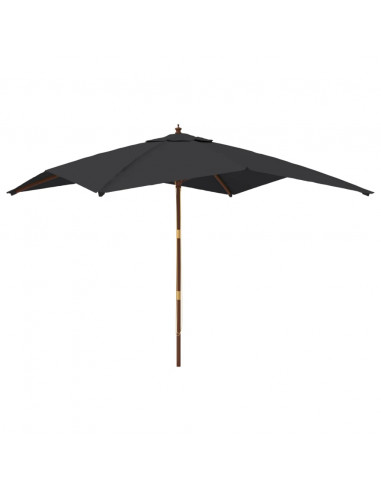 Ombrellone da Giardino con Palo in Legno Nero 300x300x273 cm