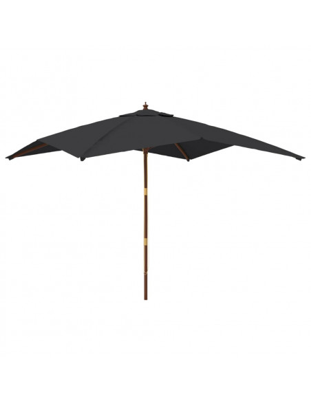 Ombrellone da Giardino con Palo in Legno Nero 300x300x273 cm