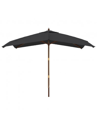 Ombrellone da Giardino con Palo in Legno Nero 300x300x273 cm