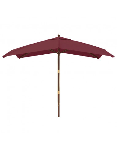 Ombrellone da Giardino Palo Legno Rosso Bordeaux 300x300x273 cm