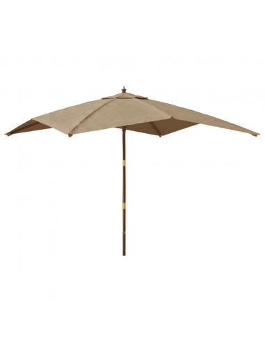 Ombrellone da Giardino con Palo in Legno Tortora 300x300x273 cm