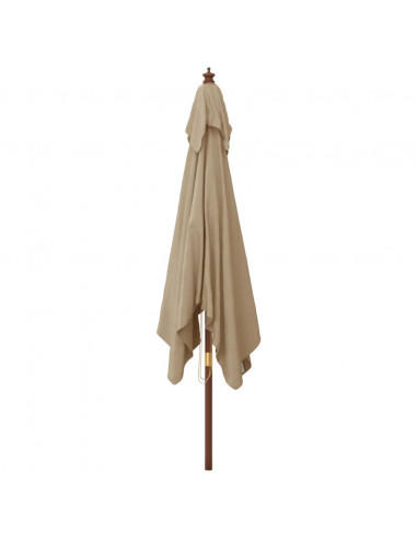 Ombrellone da Giardino con Palo in Legno Tortora 300x300x273 cm