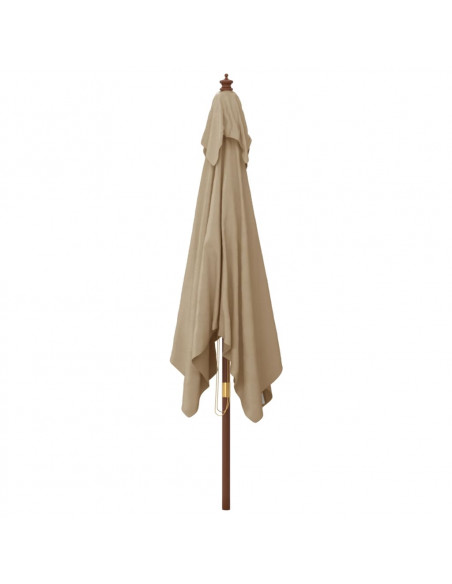 Ombrellone da Giardino con Palo in Legno Tortora 300x300x273 cm