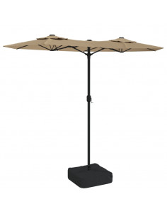 Ombrellone a Doppia Testa con LED Tortora 316x240 cm 2