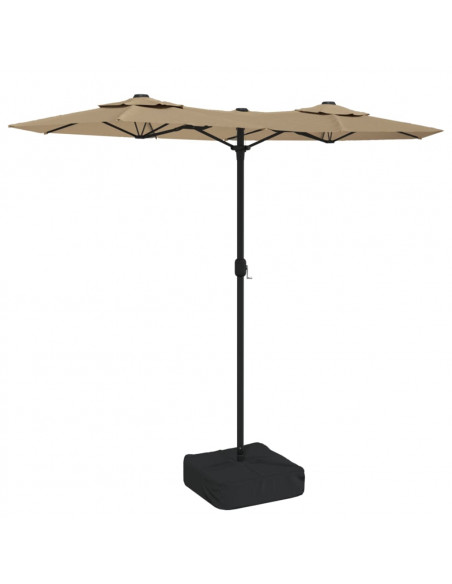 Ombrellone a Doppia Testa con LED Tortora 316x240 cm