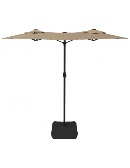 Ombrellone a Doppia Testa con LED Tortora 316x240 cm