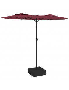 Ombrellone a Doppia Testa con LED Rosso Bordeaux 316x240 cm 2