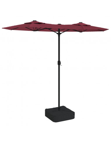 Ombrellone a Doppia Testa con LED Rosso Bordeaux 316x240 cm
