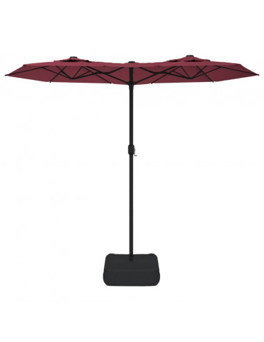 Ombrellone a Doppia Testa con LED Rosso Bordeaux 316x240 cm