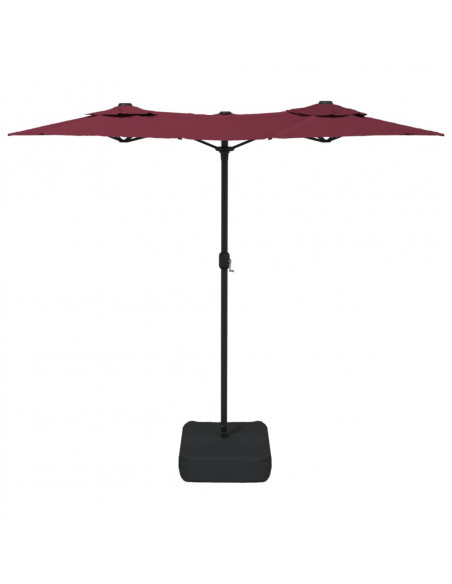 Ombrellone a Doppia Testa con LED Rosso Bordeaux 316x240 cm