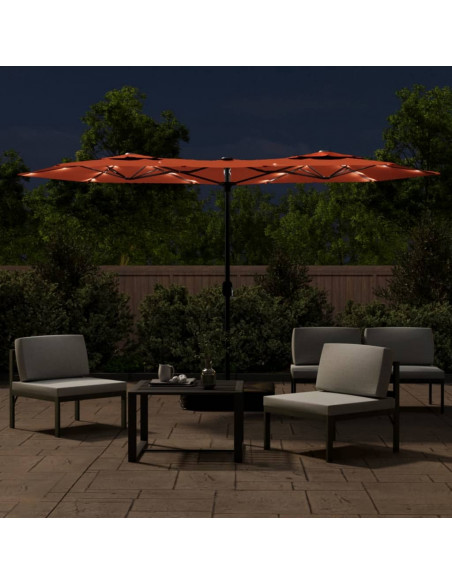 Ombrellone a Doppia Testa con LED Terracotta 316x240 cm