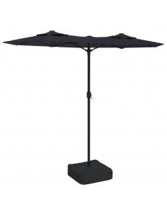 Ombrellone a Doppia Testa con LED Nero 316x240 cm 2
