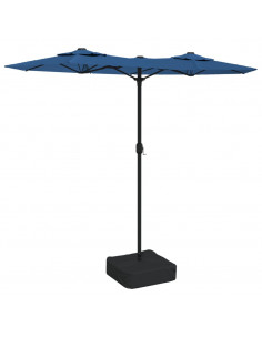 Ombrellone a Doppia Testa con LED Azzurro 316x240 cm 2