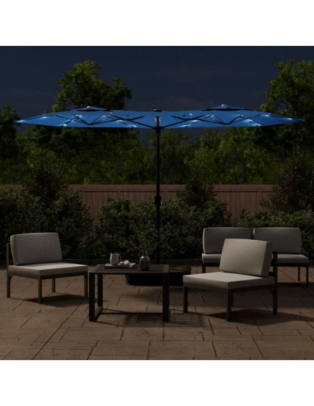 Ombrellone a Doppia Testa con LED Azzurro 316x240 cm