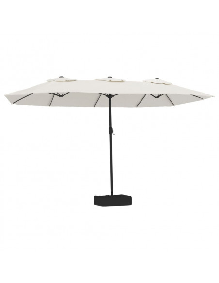 Ombrellone a Doppia Testa con LED Bianco Sabbia 449x245 cm