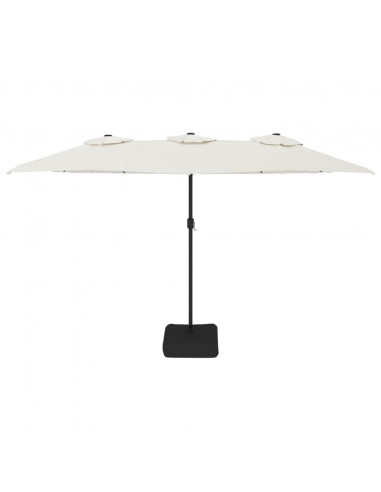 Ombrellone a Doppia Testa con LED Bianco Sabbia 449x245 cm