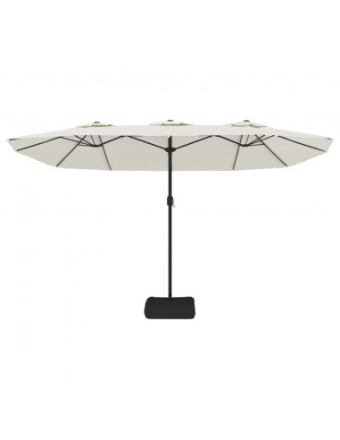 Ombrellone a Doppia Testa con LED Bianco Sabbia 449x245 cm