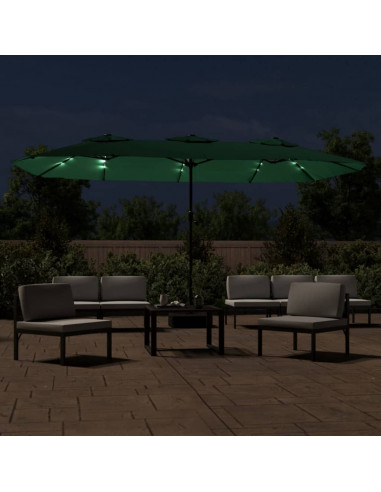 Ombrellone a Doppia Testa con LED Verde 449x245 cm