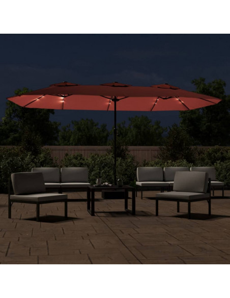 Ombrellone a Doppia Testa con LED Terracotta 449x245 cm