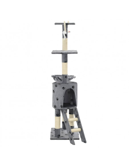 Albero per Gatti e Tiragraffi Sisal 138cm Zampe Stampate Grigio