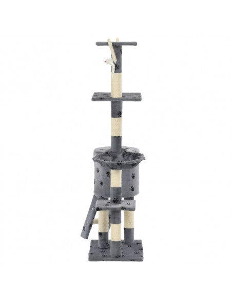 Albero per Gatti e Tiragraffi Sisal 138cm Zampe Stampate Grigio