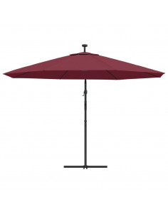 Ombrellone a Sbalzo con Luci LED Rosso Bordò 350 cm 2