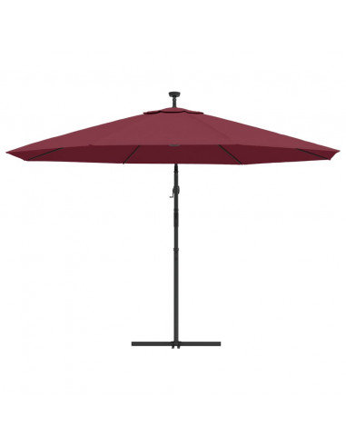 Ombrellone a Sbalzo con Luci LED Rosso Bordò 350 cm