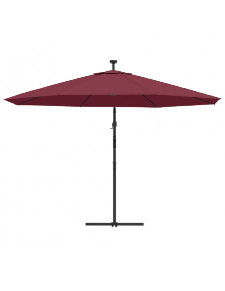 Ombrellone a Sbalzo con Luci LED Rosso Bordò 350 cm