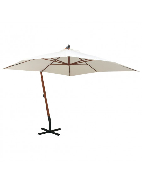Ombrellone Pensile 300x300 cm con Palo in Legno Bianco