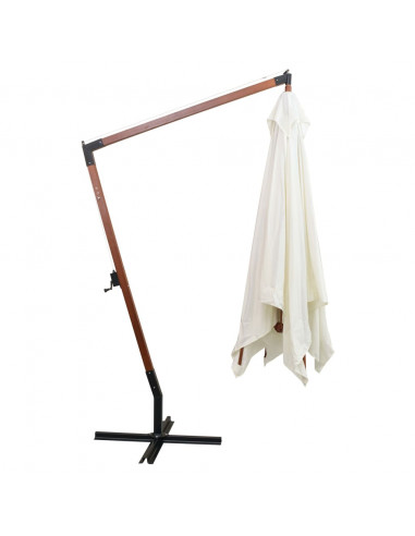 Ombrellone Pensile 300x300 cm con Palo in Legno Bianco