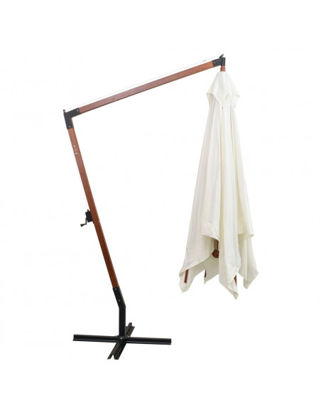 Ombrellone Pensile 300x300 cm con Palo in Legno Bianco