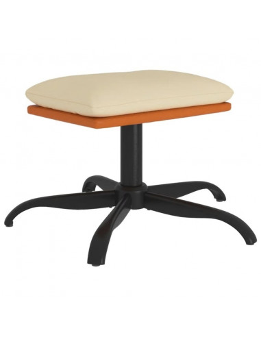 Poggiapiedi Crema 60x60x36 cm in Tessuto e Similpelle