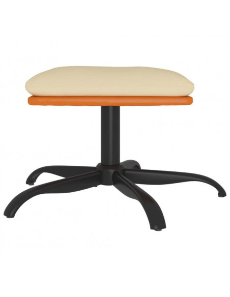 Poggiapiedi Crema 60x60x36 cm in Tessuto e Similpelle